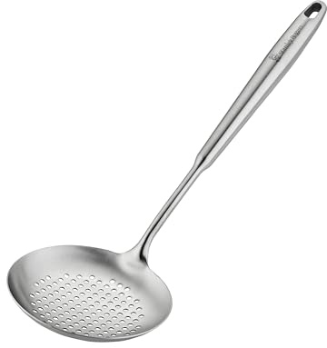 Stanley Rogers Monobloc Stainless Steel Skimmer, Satin Finish Kitchen Utensil with Wide Perforated Head, Hanging Loop & Dishwasher Safe, Cooking Gadget for Lifting & Draining, 37x11.7x2.1cm