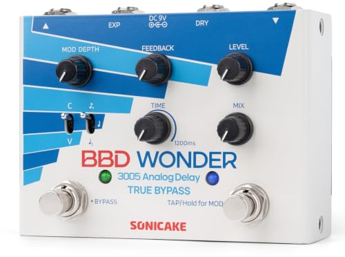 SONICAKE Delay and Modulation Pedal with Tap Tempo, Chorus/Vibrato Effect