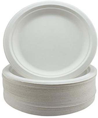 Signature Packaging - Paper Plates 50 Pack - Party Plates - Biodegradable Disposable - Sturdy & Round 24cm