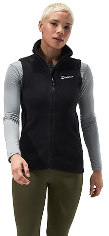 Berghaus Women's Prism Polartec Interactive Gilet Fleece Vest | Added Warmth | Flattering Style | Durable Gilet, Black/Black, 12