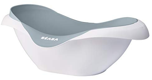 BÉABA - Babywanne - Rutschsicher und Komfortabel - Ergonomisch und Vielseitig - Weiches und Sanftes Material - Stöpsel - Camélé'O - Made in France - Grau, 1 Unité (Lot de 1)