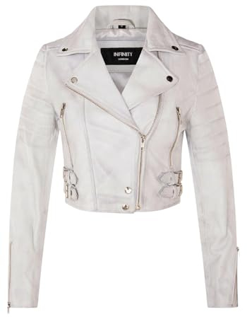 Infinity Leather Veste Courte Pour Dames Body Court Top Gothique Chic Motard Veste en Cuir Véritable