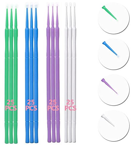 ORICOOL Lacktupfer 100er Set-Multifunktion Micro Applikatoren Pinsel-Mit 4 Größen Weiß 1.0 mm,Violett 1.5 mm,Grün 2.0mm,Blau 2.5 mm