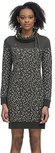 Ragwear Chloe Dress, Dam Kläder, Långärmad Klänning, Fritidsklänning, Sweatklänning, Sweatshirtklänning, Vinterklänning, Stående Krage, Grön, S