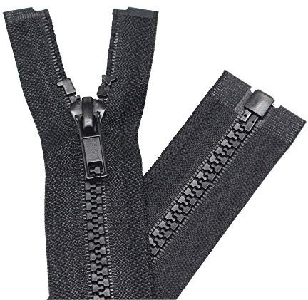 YaHoGa 2 Stück 20 cm Reißverschluss Kunststoff 5mm teilbar Reissverschluss Reißverschluss für Jacken Schwarz (20 cm)