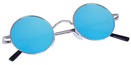 JoXiGo Lunettes de Soleil Ronde Polarisées Homme Femme UV400 Rétro Vintage Lunettes Cadre Métallique avec Étuis à lunettes, Chaînes à lunettes