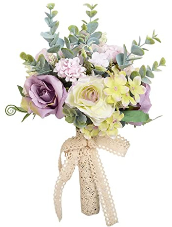 predolo Novia Flores Artificiales Elegante Estilo rústico Ramo Hecho a Mano Flor de Boda para decoración de Despedida de Soltera, Estilo d