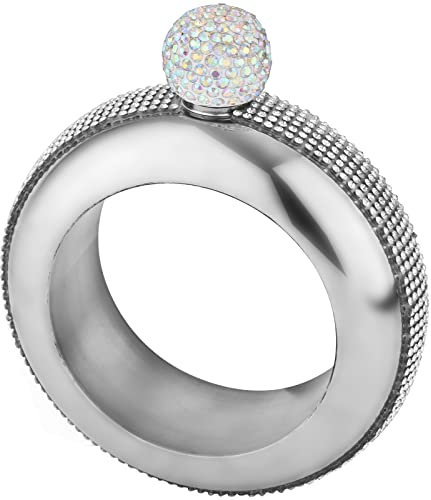 Fiaschetta Braccialetto con Strass per Donna, 103,5ml Bracelet Flask per Liquore, Regalo Creativo Acciaio Inossidabile Glitter Fiaschetta da Donna per Feste con Cappuccio in Strass Colorato