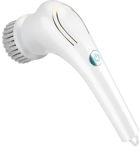 Electric Brush Cleaner, Spin Scrubber Cordless Rechargeable with 5 Replaceable Brush Heads, 3W, IPX7 Waterproof, Power Scrubber for Bathroom, Kitchen, Tile
