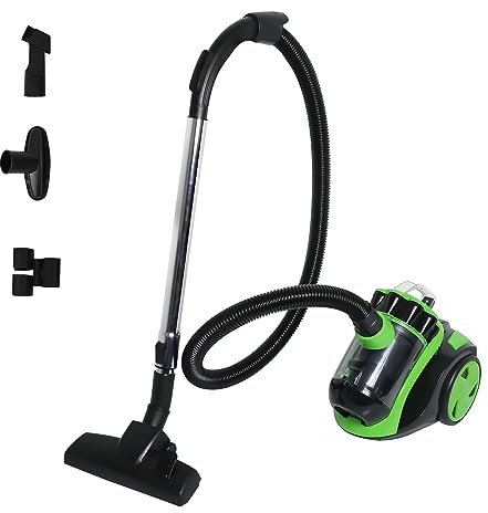 Daromigo Aspirateur sans sac, aspirateur léger, puissant de 900 W, avec bac à poussière de 3 l et buse supplémentaire, cordon long, silencieux, économe en énergie pour sols durs et tapis