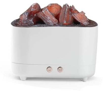 Cheminée à Vapeur d'eau Cheminée atomisée 3D, Lampe à Charbon de Bois simulée, humidificateur décoratif Intelligent à Flamme simulée for Chambre à Coucher Simple Cheminée de Table(White)