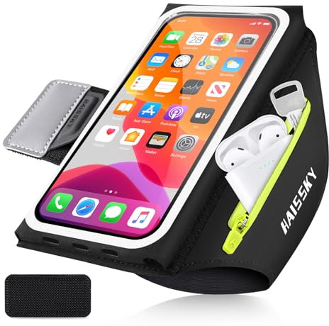 6.8'' Arm Band for Phone for Running with Earphone Bag, Cell Phone Holder Case for iPhone 15 14 13 12 11 Pro Max Galaxy S21-S24 Ultra Waterproof Armband with Car Home Key