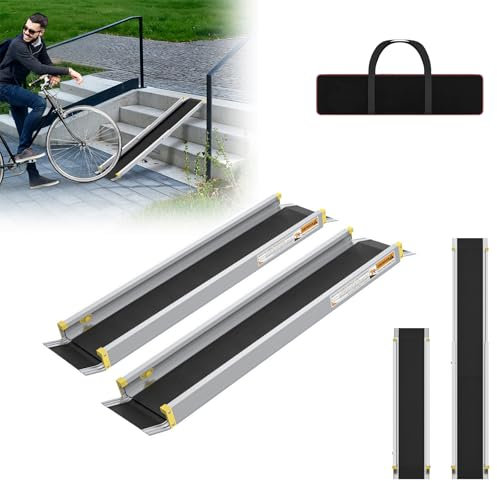 LARS360 2 rampas telescópicas para sillas de ruedas, rampas telescópicas de aluminio para escaleras, rampa para silla de ruedas hasta 300 kg, rampa telescópica ajustable 91-152,5 cm