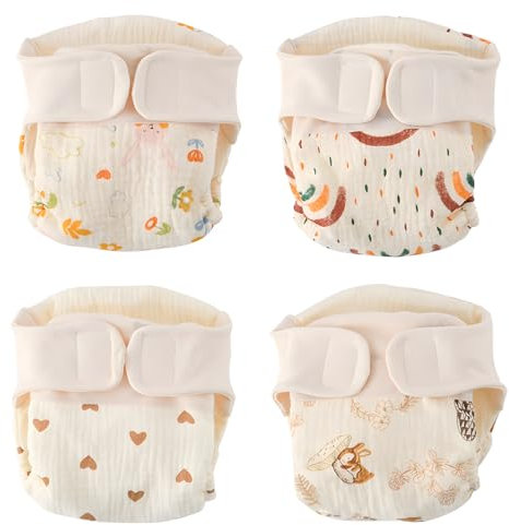 HahaGo Töpfchen Trainingshose, Windelhosen Kinder, 4 Stück Baby Stoffwindel, Potty Training Pants, Wiederverwendbare Stoffwindeln, Waschbar Stoffwindel für die meisten Babys und Kleinkinder(5-9kg)