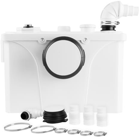 Fiqops Hebeanlage Fäkalienpumpe, 700W 4 in 1 Schmutzwasserpumpen 190L/min Kleinhebeanlage, Lifting System, Toilet Toilets, Dirty Water Pumps for Shower, Kitchen, Washbasin