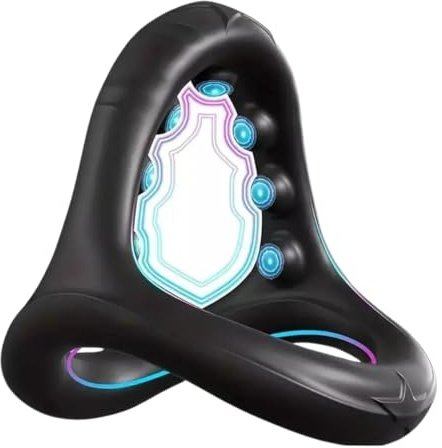 Silicone Dual Cock Ring – Penis Sling & Ball Stretcher for Men | Stretchy Enhancement Ring for Stamina & Pleasure | Black, Body-Safe Silicone