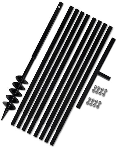 Fence Post Auger, Manual Garden Earth Auger Post Hole Digger Ground Drill with Handle 100 mm with Extension Tube 9 m Steel