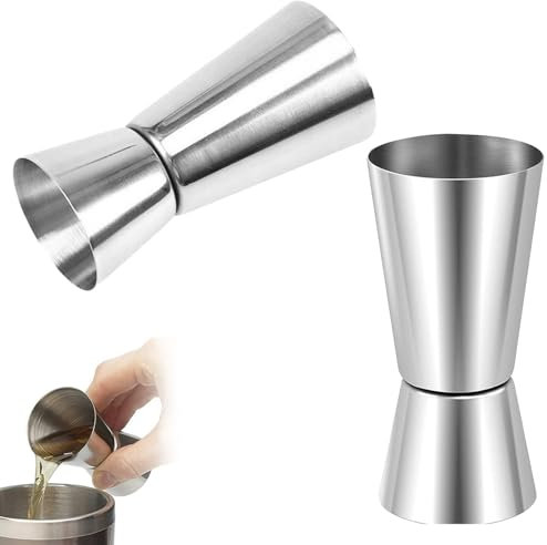 Set of 2 Stainless Steel Double Jiggers – 25/50ml Cocktail Measuring Jigger for Bartenders, Home Mixologists, and Drink Lovers
