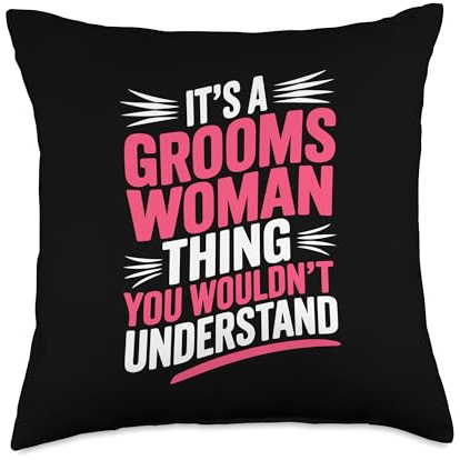 Funny Bride and Groom Female Wedding Attendant Groomswoman Throw Pillow