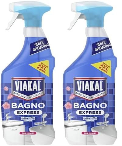 Viakal Spray Classico Con Tecnologia Anti-goccia, Il Numero Uno Per Il Tuo Bagno Contro Il Calcare E Le Macchie D'Acqua 800ml (Confezione da 2)