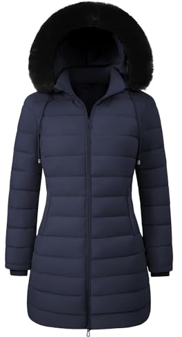 RITOSTA Cappotto Donna Invernale Lungo Elegante Giacca con Cappuccio Caldo Parka Autunno Invernali Giubbino Imbottito Giubbotto Casual Giacca Pile Outwear con Tasche Cappuccio Rimovibile in Pelliccia