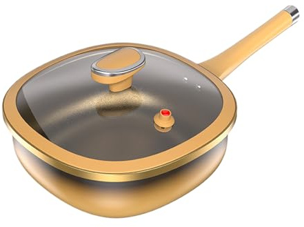 Generico Friggere Padella, grande padella antiaderente in lega, pentole profonde con coperchio per di casa in campeggio induzione Electric Cooktop Grill Eggs
