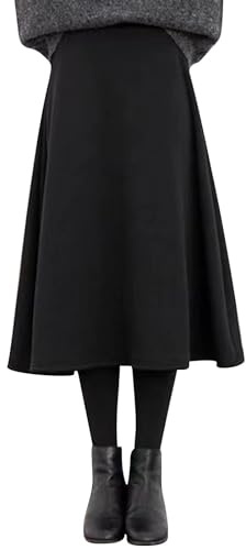 Gonna invernale da donna calda gonna-pantalone lunga invernale termoleggings con pantaloni pantalone invernale vintage linea A maxigonna elegante gonna in lana spessa calda termopantaloni taglie forti