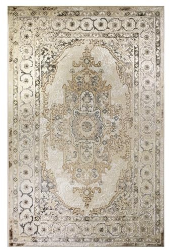 OLIVO.shop Tappeto Classico Orientale Beige Grigio a Pelo Corto, Tappeto Arredo Moderno, Lavabile Antiscivolo per Salotto Camera da Letto BOUTIQUE ORIENTAL GREY-BEIGE (160x230 cm)