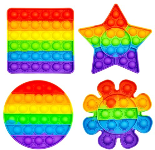Cuackamily 4 Pezzi Pop Bubble Fidget It Toy Set, Push And Pop Bubble Sensory Fidget Toy, Giocattoli Push And Squeeze Silicone Sensory Toys Gioco Antistress Rilassante per Adulti e Bambini Regali