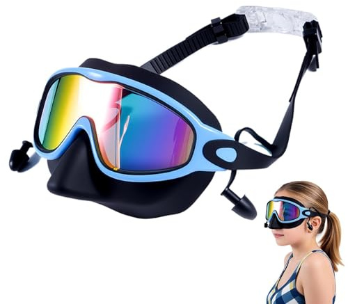 Barnsimglasögon Anti-UV vidvinkel simmask med nässkydd och öronproppar