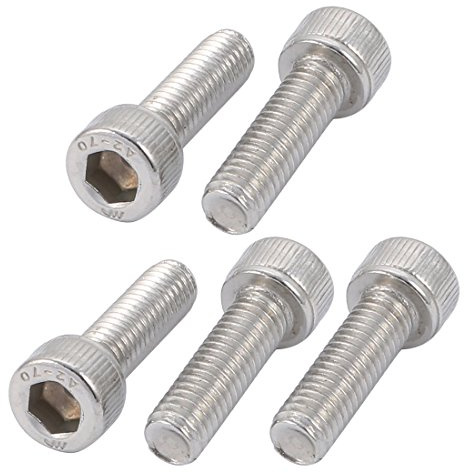 sourcing map 5 stycken lockskruvar rostfritt stål M6 x 20 mm vänster hand gänga uttag huvud