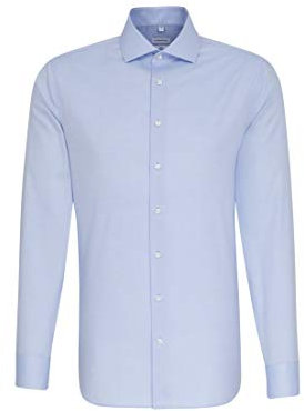 Seidensticker Herren Slim Fit Bügelfrei Business Kent Langarm Businesshemd, Hellblau, 43 EU