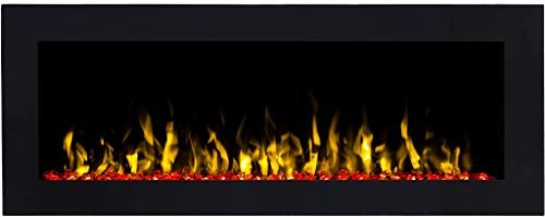 AFLAMO Pride-B | Negro |Chimenea eléctrica empotrada/de Pared, sin función de calefacción, Efecto de Llama Realista, tecnología LED. (140x55x12,8)