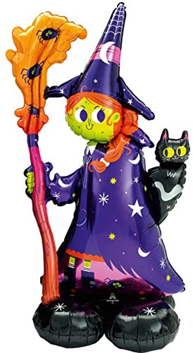 Amscan 4241811 - Globo de aluminio bruja terrorífica, tamaño aprox. 130 cm, globo AirLoonz de varias partes, se puede llenar con helio o aire, regalo, decoración, cumpleaños, carnaval, Halloween