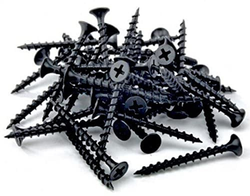 100 x 35mm Screws Black for Wood Corse Screw Plasterboard Drywall Black Phosphate