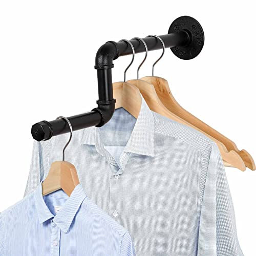 Supernic Wall Mounted Clothes Rack Rail 43cm Industrial Pipe Towel Rail Detachable Hanging Garment Rack Clothes Pole Hanging Rustic Iron Display Holder for Bedroom Living Room Batheoom Shops