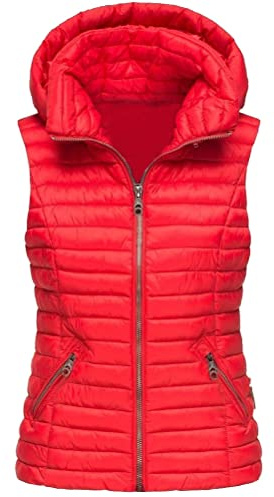 ORANDESIGNE Doudoune Legere sans Manche Femme Duvet Courte Gilet Doudoune Légère Fine sans Manches Grande Taille Gilet Duvet Manteau sans Manche Veste Matelassée sans Manches Chaude C Rouge XL