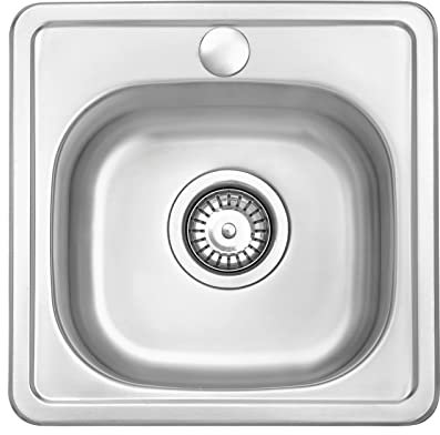 JASSFERRY Évier de cuisine encastrable en acier inoxydable 1 bac 380 x 380 mm