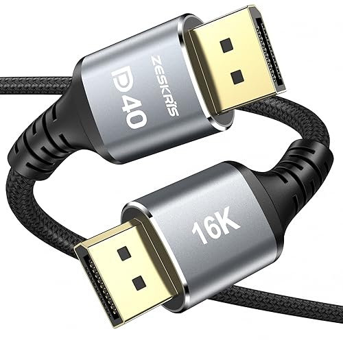 ZESKRIS 16K Displayport Cable 2.1, VESA Certified DP to DP Cable Available in 2M Lengths for Selection,[16K@60Hz, 8K@120Hz, 4K@240Hz 165Hz 144Hz]