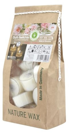 Wenzel Teelichter Duftkerze – 18 Duftteelichter Fresh Flower Duft - 7 h Brenndauer - 100% Naturwachs, Palmölfrei, Ohne Alu – Raumduft & Deko-Kerzen für Zuhause, Bar, Restaurant, Outdoor, Events