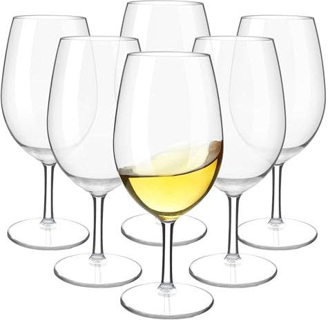 HAHASHOW Bicchiere da Vino Bianco, Tritan-Plastica Divino Calici vino rosso 640ml per campeggio festa, Adatto alla Lavastoviglie, Set di 6