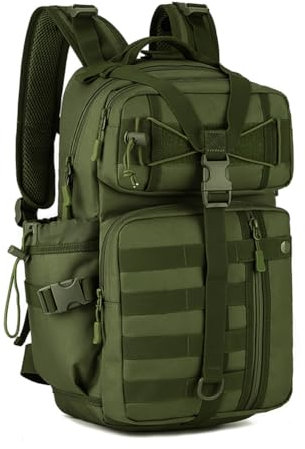 HUNTVP Mochila Militar 30L Tactica Mochila Hombre Molle Impermeable para Caza Viajar Las Actividades Aire Libre Senderismo, 30L-Verde
