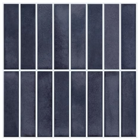 Commomy 10 Pcs Navy Blue 3D Stick on Tiles, 11'8 x 11'8 Matte UrltraLight PVC Vertical Adhesive Wall Tiles for Kitchen Backsplash, Bathroom, Living Room, Bedroom, RV