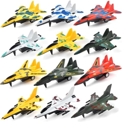 WEINIBAO Spielzeug Flugzeug für Kinder - 12 Stück Mini Flugzeuge, Spielzeugflugzeuge Ab 3 Jahren