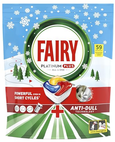 Fairy Platinum Plus Cápsulas De Lavavajillas Todo En Uno Limón, 59 Cápsulas