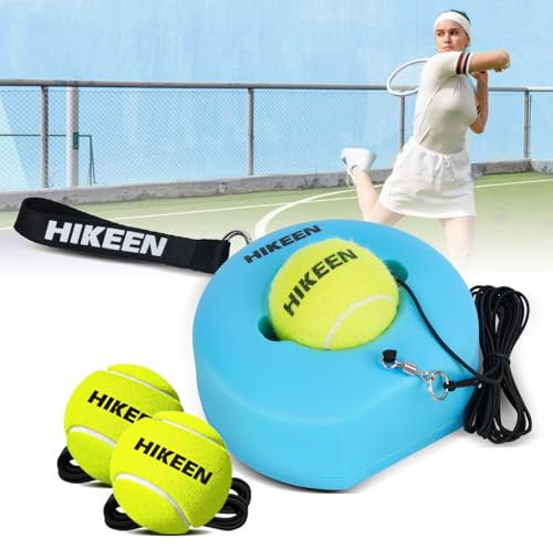 BOOSTEADY Premium Tennis Trainer Rebound with Metal Base,Portable Solo Tennis Trainer Set with 3 Highly Elastic String Balls,Practice for Adult kids and Beginners-Blue