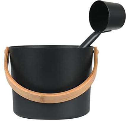 Bloepum Finnish Sauna Aluminum Bucket, Long-Handled Spoon Set, Sauna Bucket, Bathroom, Sauna Steam Room Parts Accessories