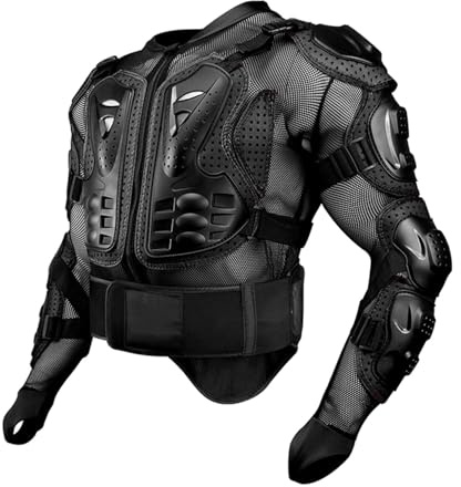 Motorcykel Helkroppsskydd Skyddsjacka Pro Street Sport Motocross ATV MTB Racing Skjorta Jacka Skyddare med Bröst Ryggskydd för Vuxna, Black-5XL