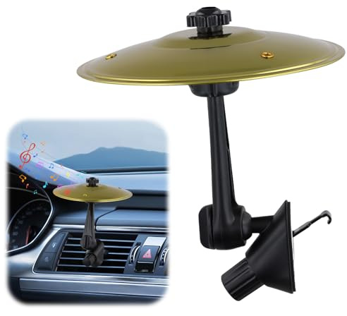 Platillo Bateria para Coche, Ajustable 360°, 2 Cabezales, 14cm Mini Tambor de Coche, Car Crash Cymbal, Ranura de Ventilación para Todo Coche Amantes de la Música Entretenimiento