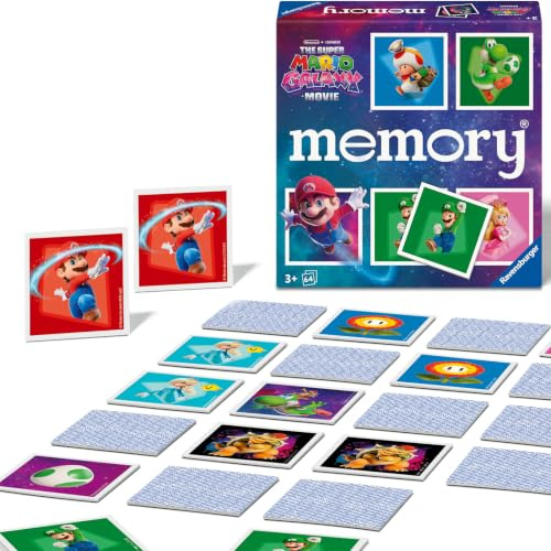 Ravensburger Super Mario Memory Game – Classic Matching Card Challenge Featuring Favorite Mushroom Kingdom Characters – Fun Family Activity for Kids Ages 4 and Up